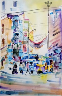 Amir Jamil, 14 x 21 Inch, Watercolor on Paper,  Cityscape Painting, AC-AJM-001